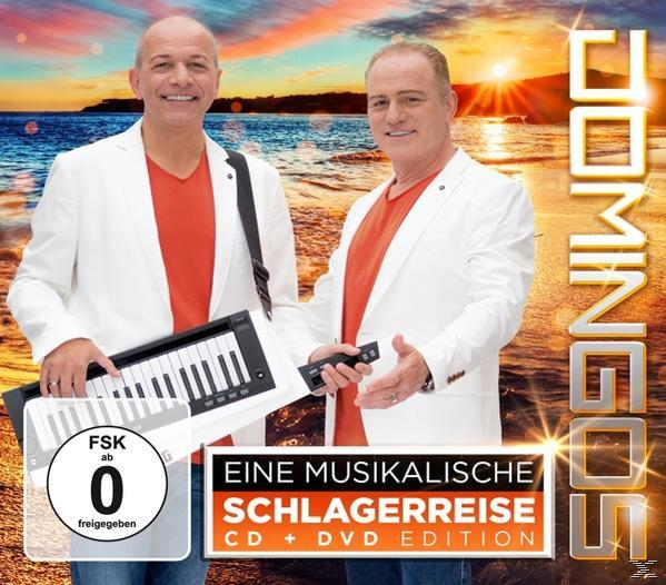 Albumcover von Domingo. Zwei Männer in weißen Jacken. CD+DVD-Edition. Sonnenuntergang im Hintergrund.