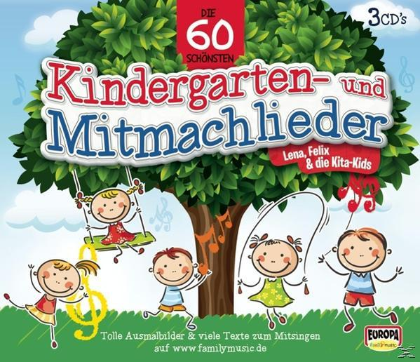 CD-Cover mit spielenden Cartoon-Kindern, einem Baum und dem Titel auf Deutsch.