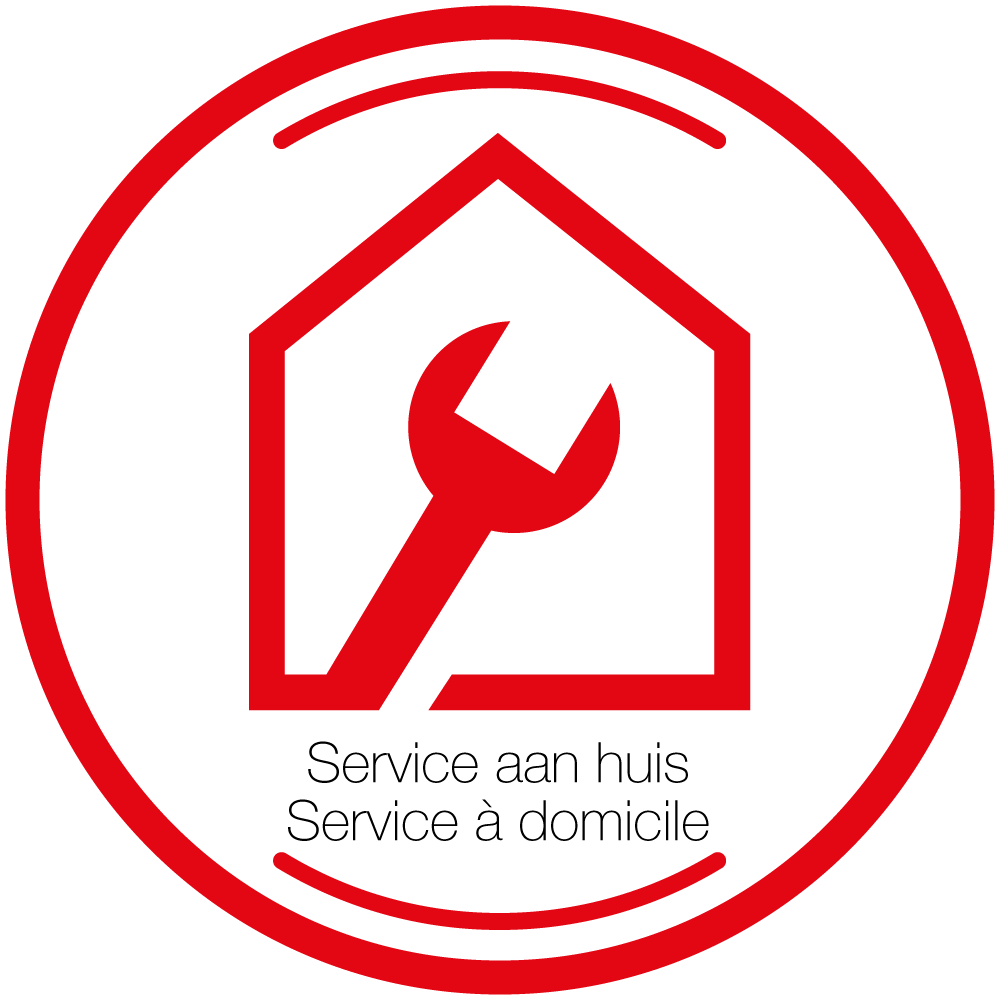 Red house outline with a wrench inside a red circle on a black background.