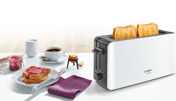 BOSCH TAT6A001 ComfortLine Toaster Weiß/Dunkelgrau (1090 Watt, Schlitze: 1)