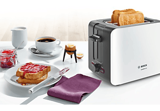BOSCH TAT6A111 ComfortLine Toaster Weiß/Dunkelgrau (1090 Watt, Schlitze: 2)