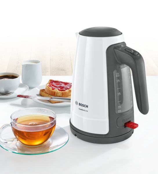 BOSCH TWK6A011 ComfortLine Wasserkocher, Weiß/Dunkelgrau
