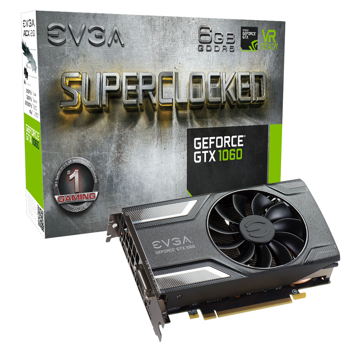 EVGA GeForce® GTX 1060 SC Gaming ACX 2.0 6GB (06G-P4-6163-KR) (NVIDIA, Grafikkarte)
