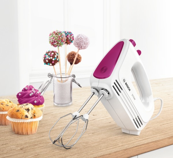 BOSCH MFQ2210P CleverMixx Fun Handmixer Weiß/Dunkelpink (375 Watt)
