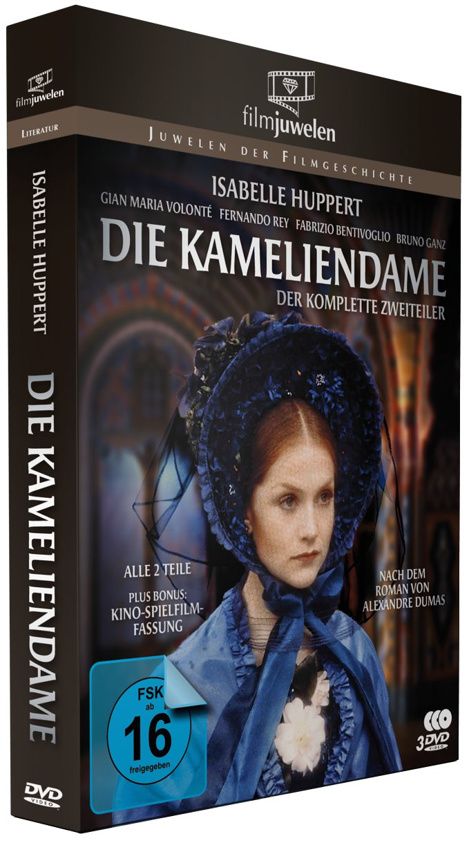 DVD-Cover von 'Die Kameliendame', Frau mit Haube, Text und Filmtitel.