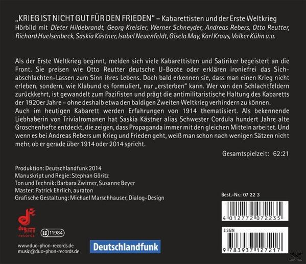 VARIOUS - Krieg Ist Nicht Gut Für Den Frieden  - (CD)