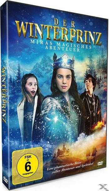 DVD-Cover von Der Winterprinz mit drei Figuren vor verschneiter Bergkulisse und einem Schloss.