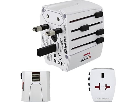 HAMA MUV USB - Adattatore per viaggio mondiale (Bianco)