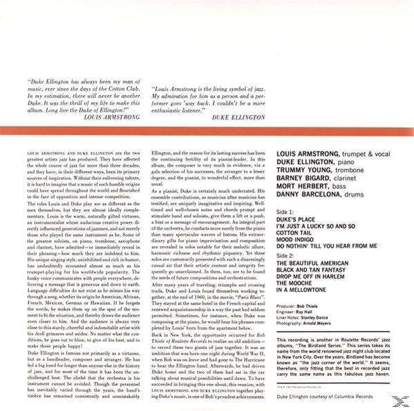Textseite über Louis Armstrong und Duke Ellington mit Fotos und Zitaten.