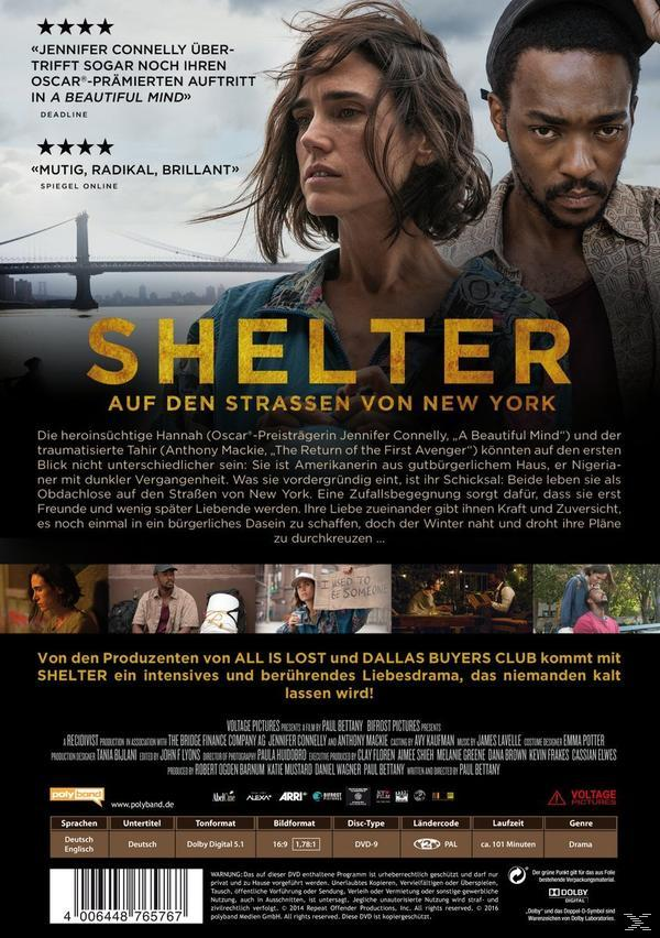DVD-Cover von Shelter, mit Frau und Mann, Text und Logo.