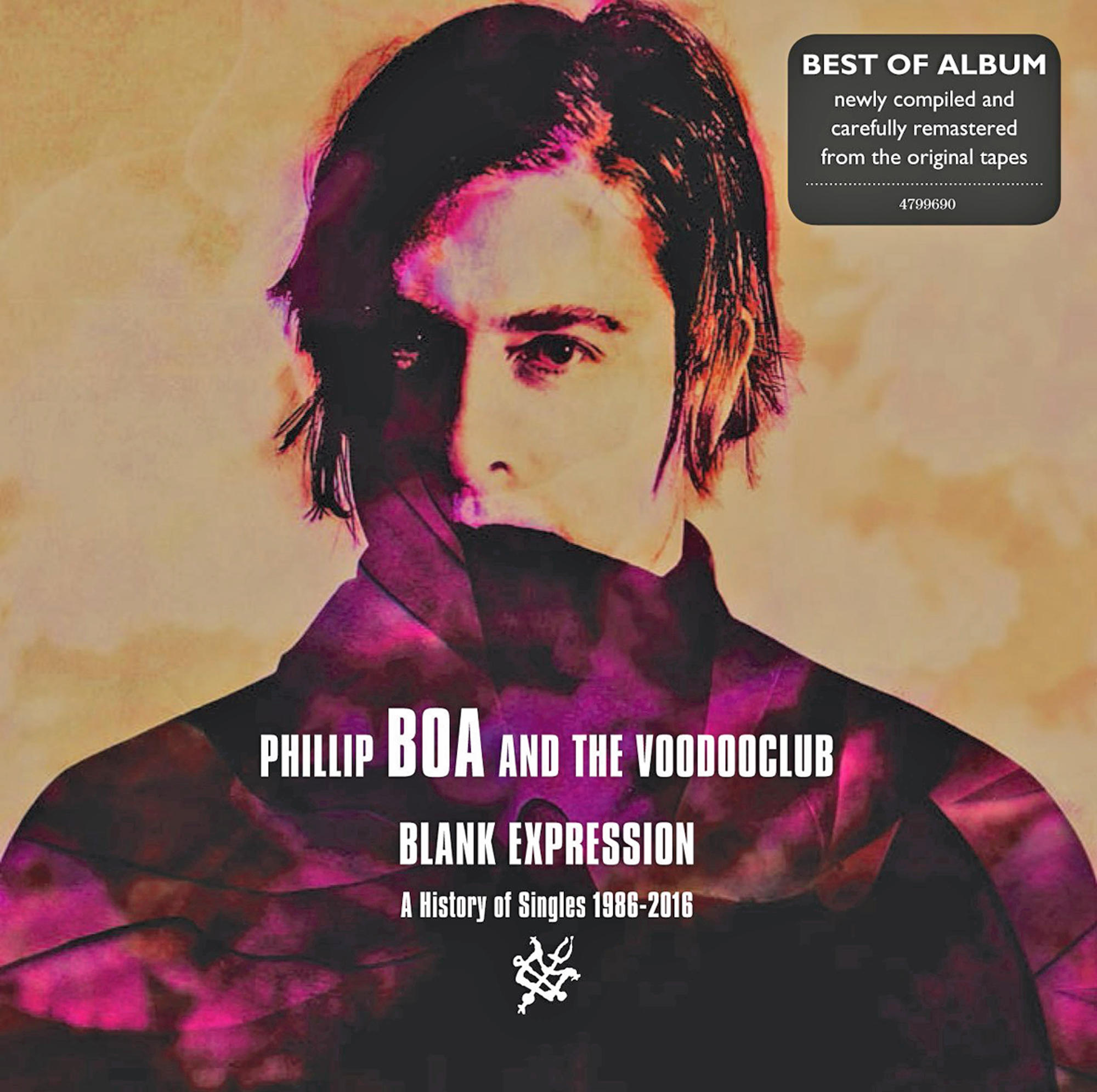 Albumcover mit Porträt eines Mannes. Text: Phillip Boa and the Voodooclub. Blank Expression. A History of Singles.
