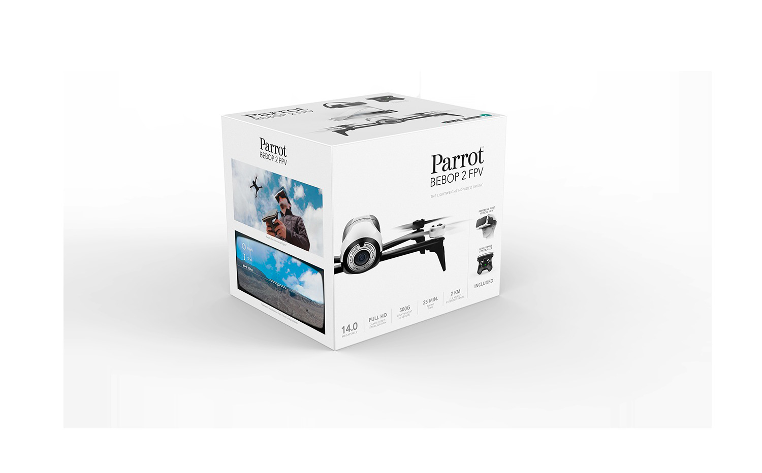 PARROT BEBOP 2 FPV Drohne mit Parrot Skycontroller 2 und Parrot Cockpitglasses  - Ausstellungsstück