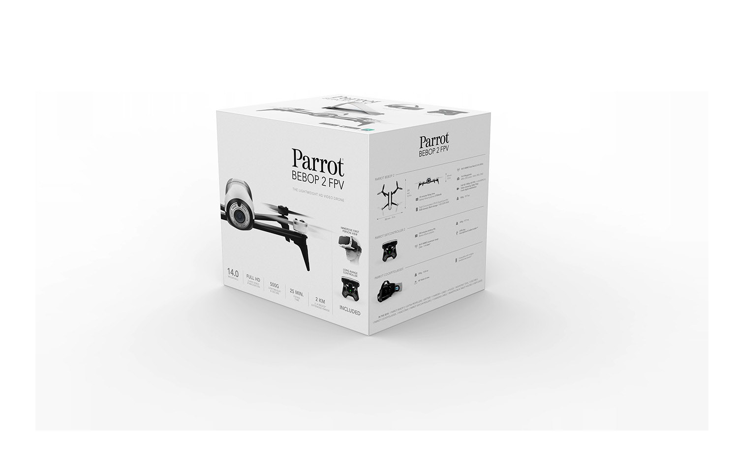 PARROT BEBOP 2 FPV Drohne mit Parrot Skycontroller 2 und Parrot Cockpitglasses  - Ausstellungsstück