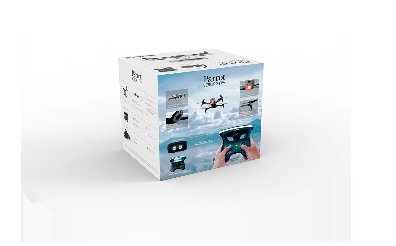 PARROT BEBOP 2 FPV Drohne mit Parrot Skycontroller 2 und Parrot Cockpitglasses  - Ausstellungsstück
