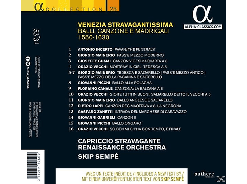 Thumbnail - Capriccio Stravagante Renaissance Orchestra, Sempe Skip - Venezia Stravagantissima (CD)