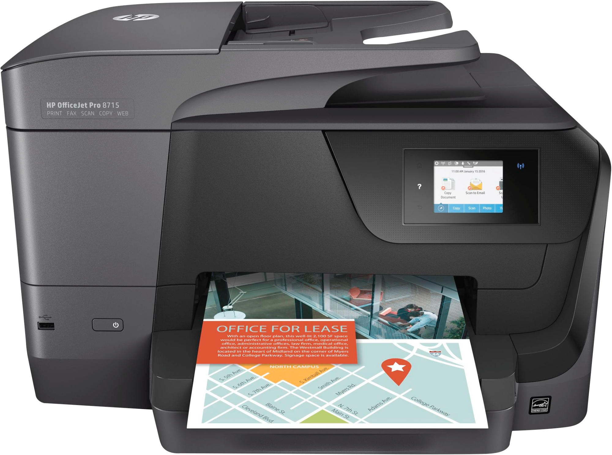 Impresora multifunción - HP OfficeJet Pro 8715, 22/18 ppm, 4800x1200 ppp, WiFi, Color, USB