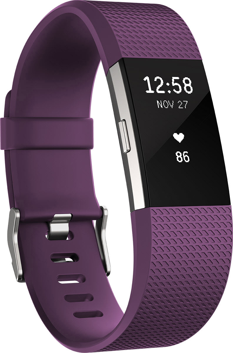 FITBIT Charge 2 Large, Fitness Tracker, 165-206 mm, Lila/Silber