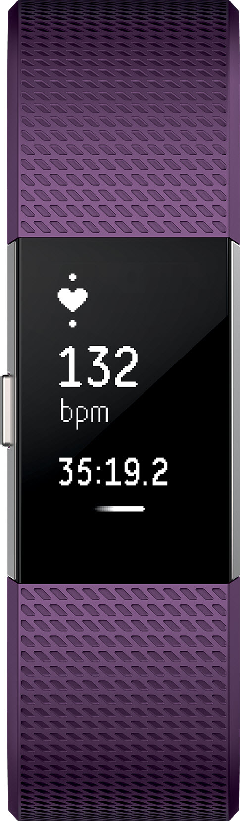 FITBIT Charge 2 Large, Fitness Tracker, 165-206 mm, Lila/Silber