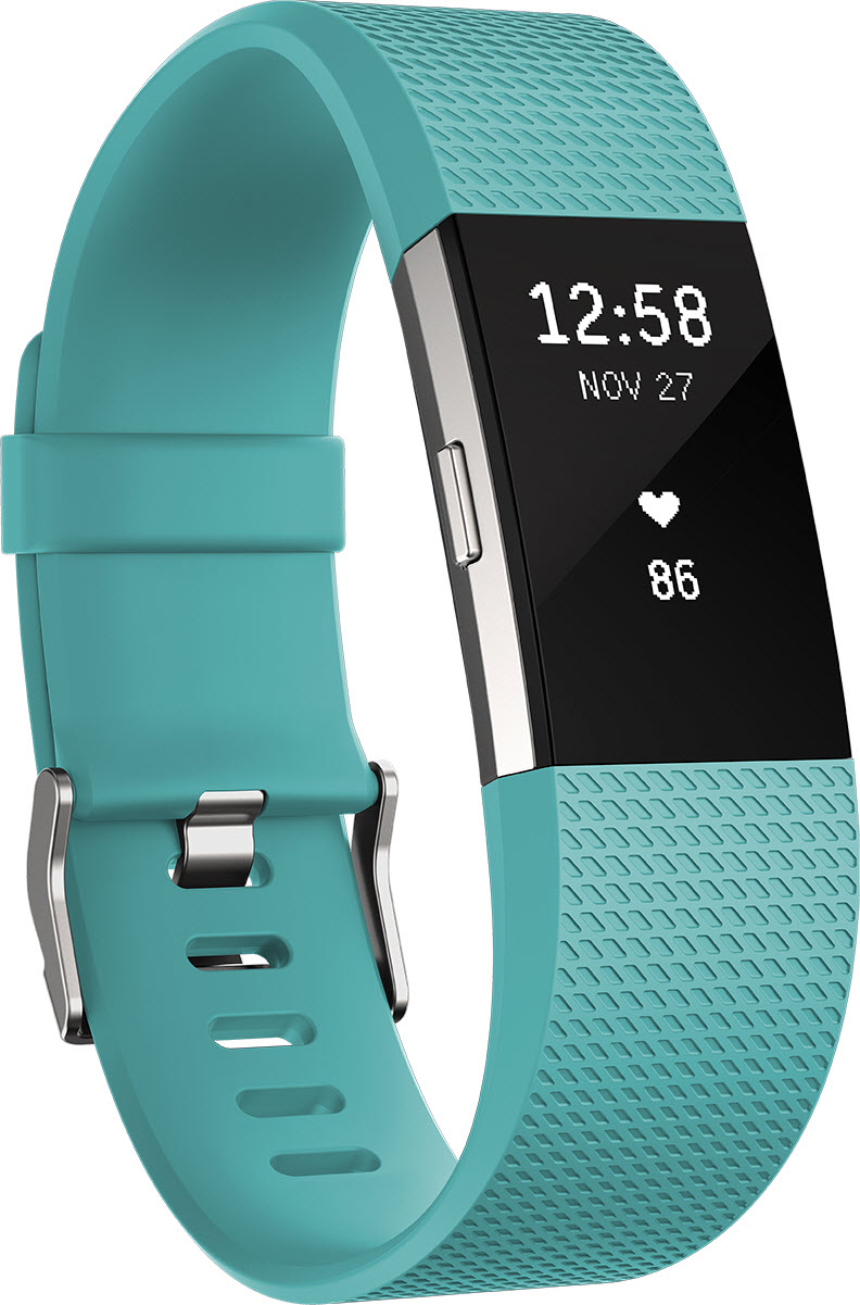 FITBIT Charge 2 Small, Fitness Tracker, 140-170 mm, Türkis/Silber