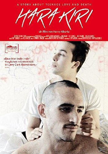Filmplakat: Zwei Männer mit rotem Hintergrund und dem Titel 'Harakiri' in Weiß.