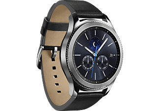 SAMSUNG Gear S3 Classic Smartwatch Echtleder, 22 mm, Korpus: Silber, Echtleder-Armband: Schwarz