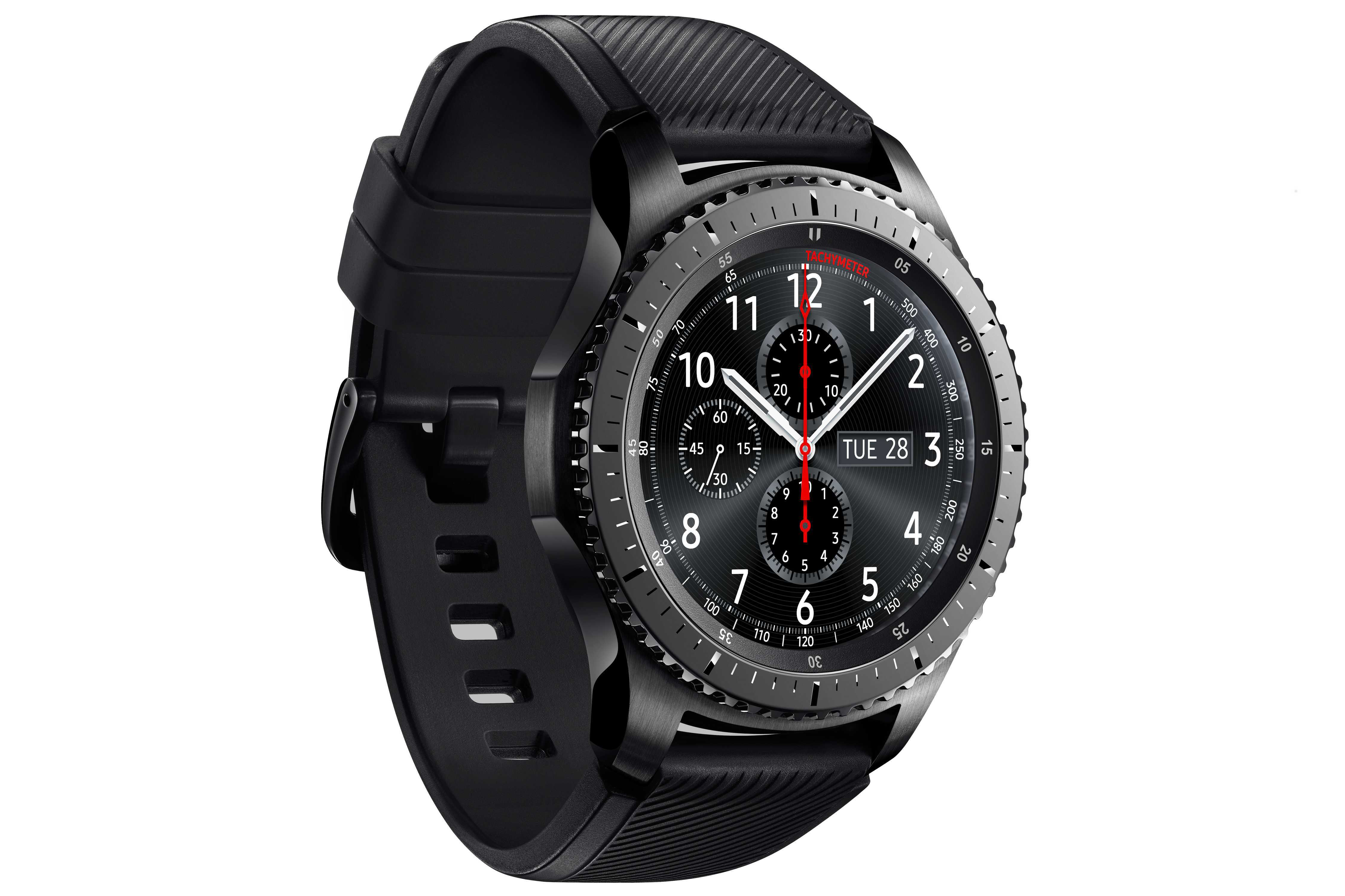 SAMSUNG Gear S3 Frontier Smartwatch Silikon, 22 mm, Korpus: Space Gray, Silikon-Armband: Blue Black