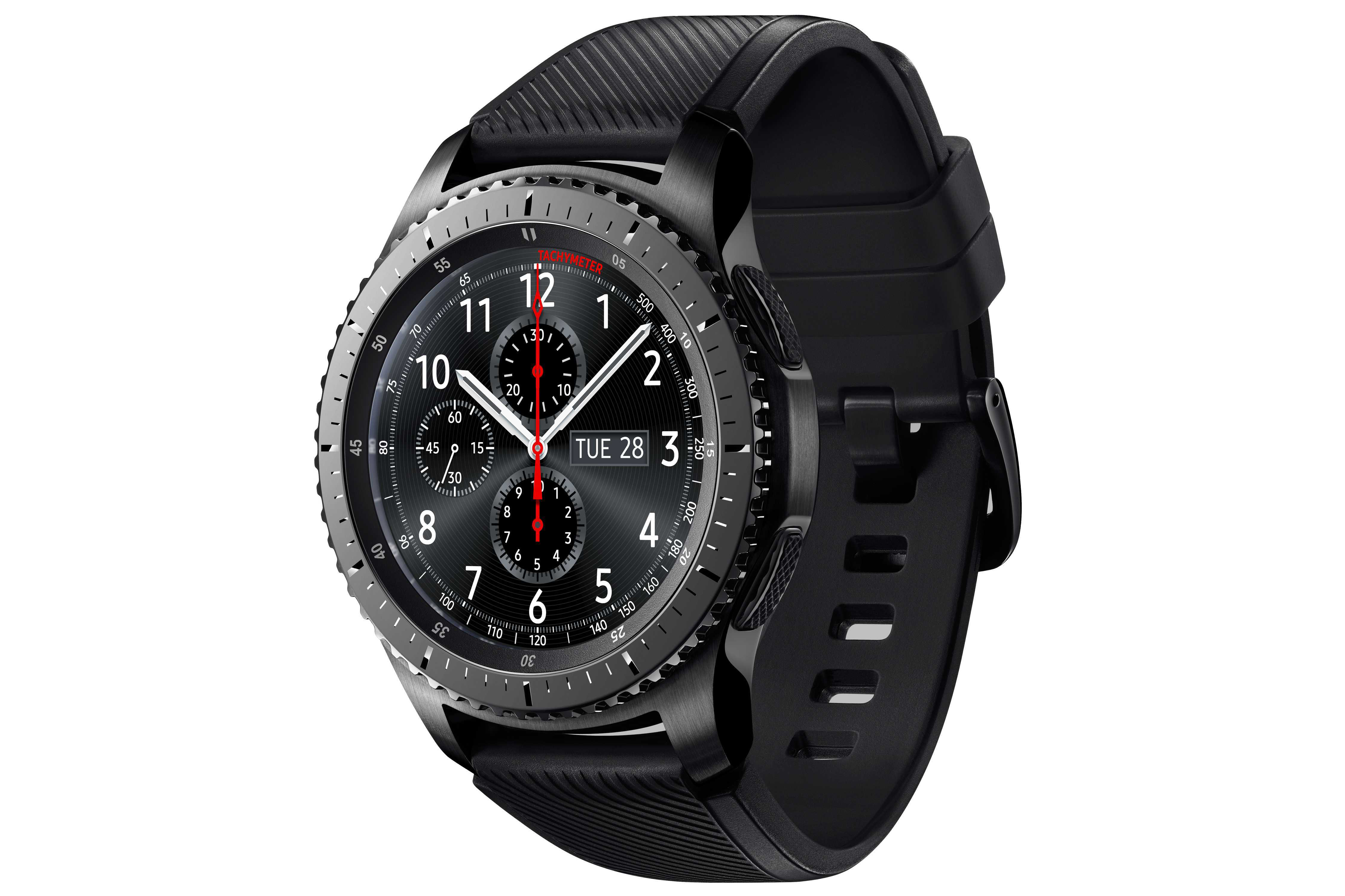 SAMSUNG Gear S3 Frontier Smartwatch Silikon, 22 mm, Korpus: Space Gray, Silikon-Armband: Blue Black