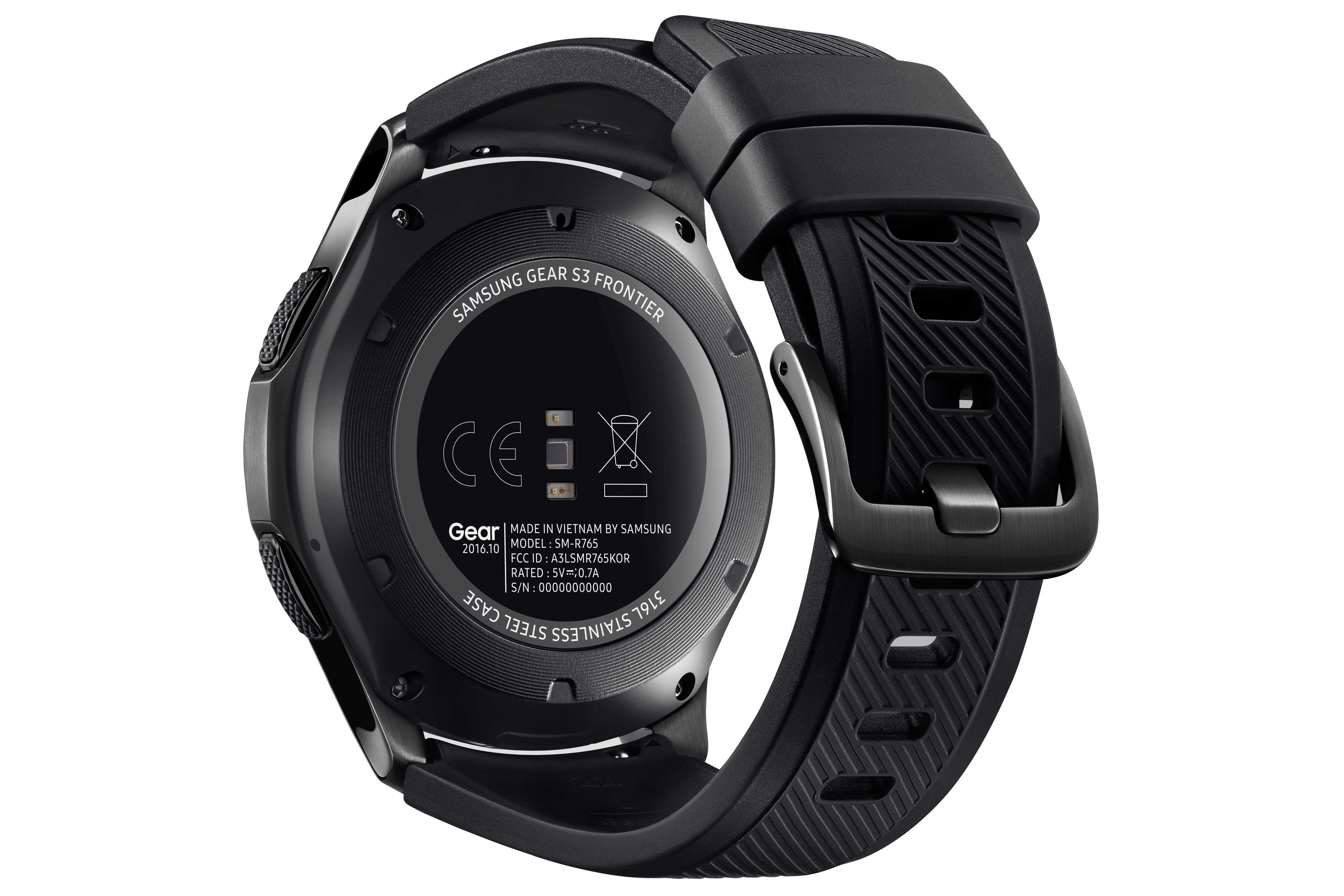 SAMSUNG Gear S3 Frontier Smartwatch Silikon, 22 mm, Korpus: Space Gray, Silikon-Armband: Blue Black