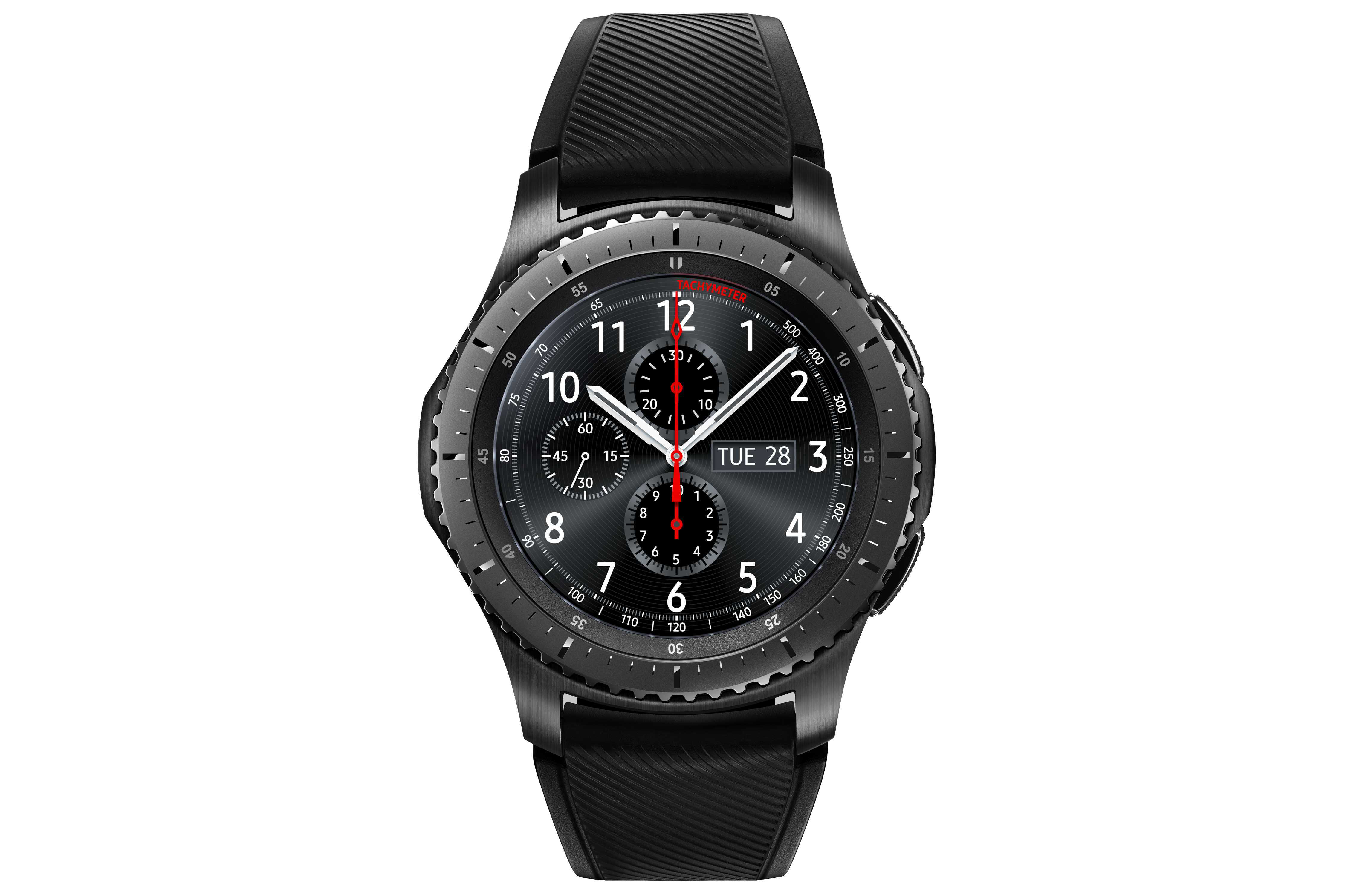 SAMSUNG Gear S3 Frontier Smartwatch Silikon, 22 mm, Korpus: Space Gray, Silikon-Armband: Blue Black