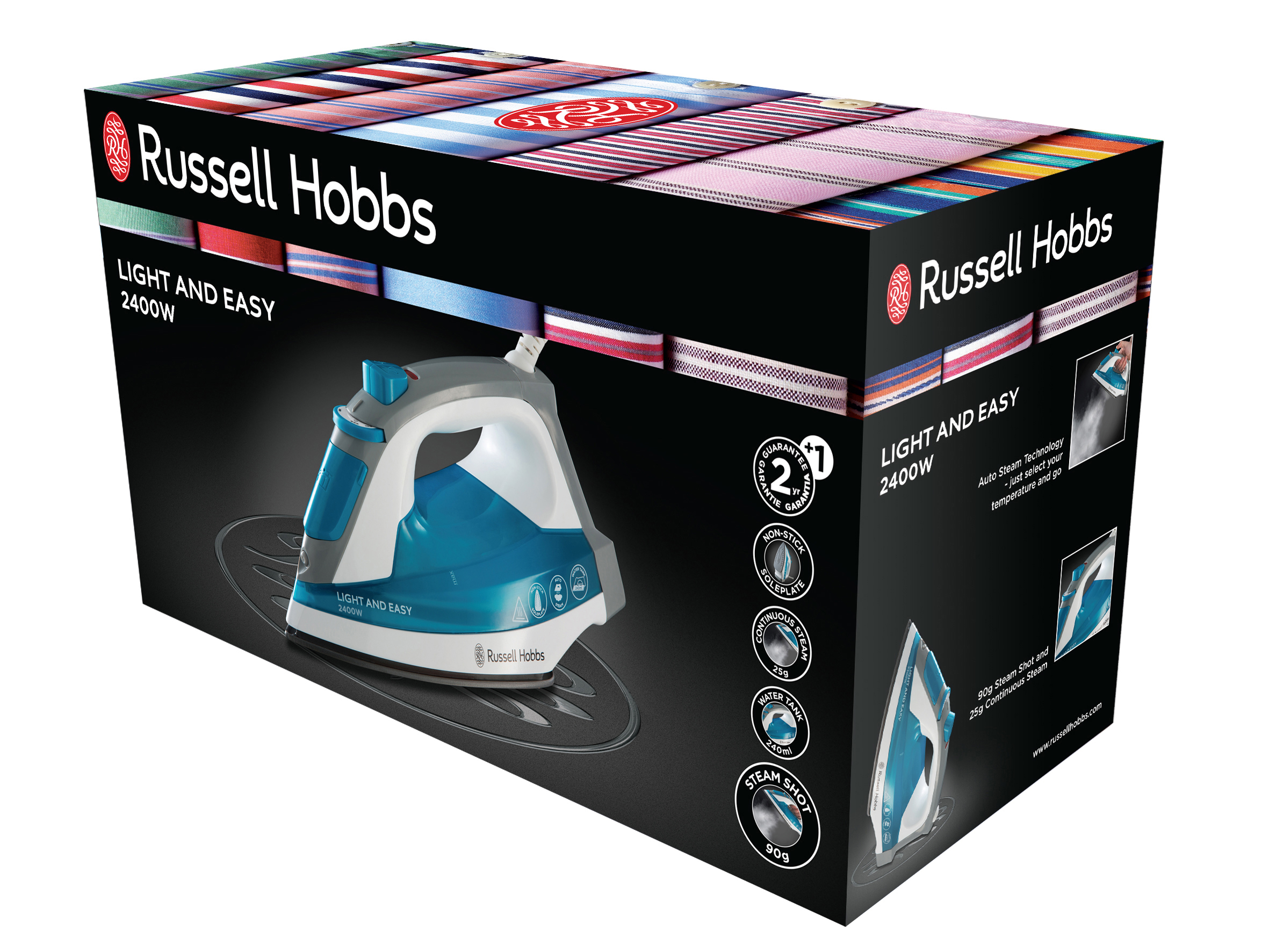 RUSSELL HOBBS 23590-56 Supreme Steam Light&Easy Dampfbügeleisen (2400 Watt, Antihaftbeschichtete Bügelsohle mit Dampflöchern)