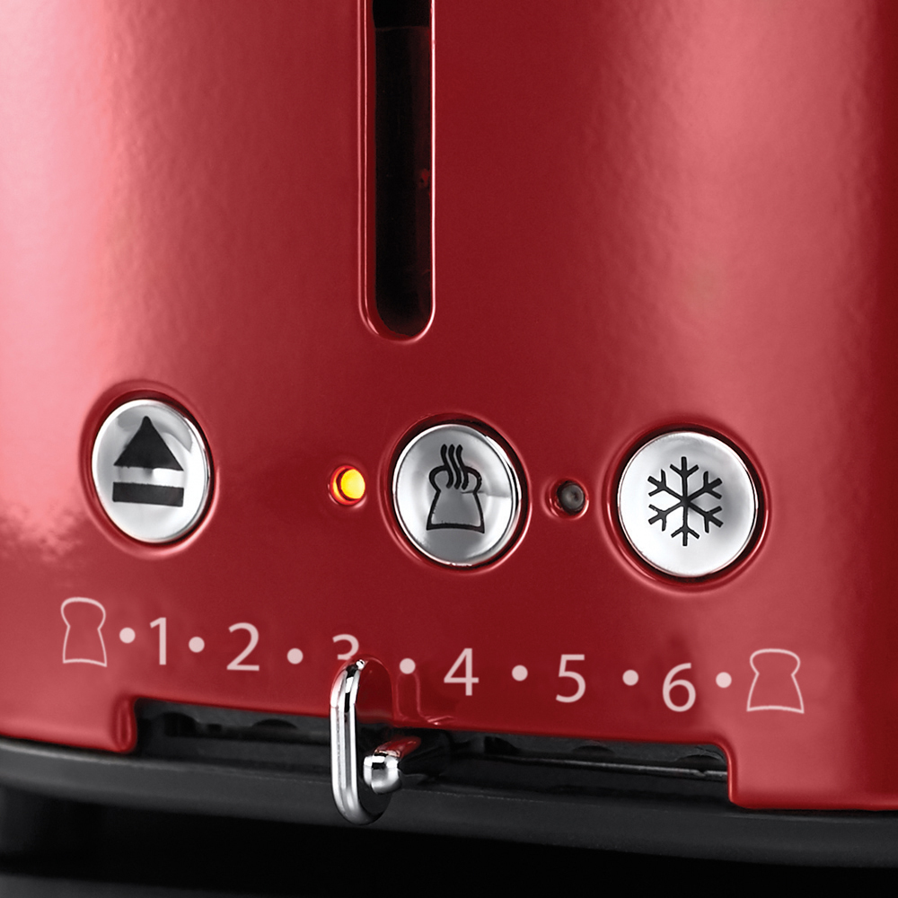 RUSSELL HOBBS 21680-56 Red (1300 Ribbon Retro Rot/Edelstahl 2) Watt, Schlitze: Toaster