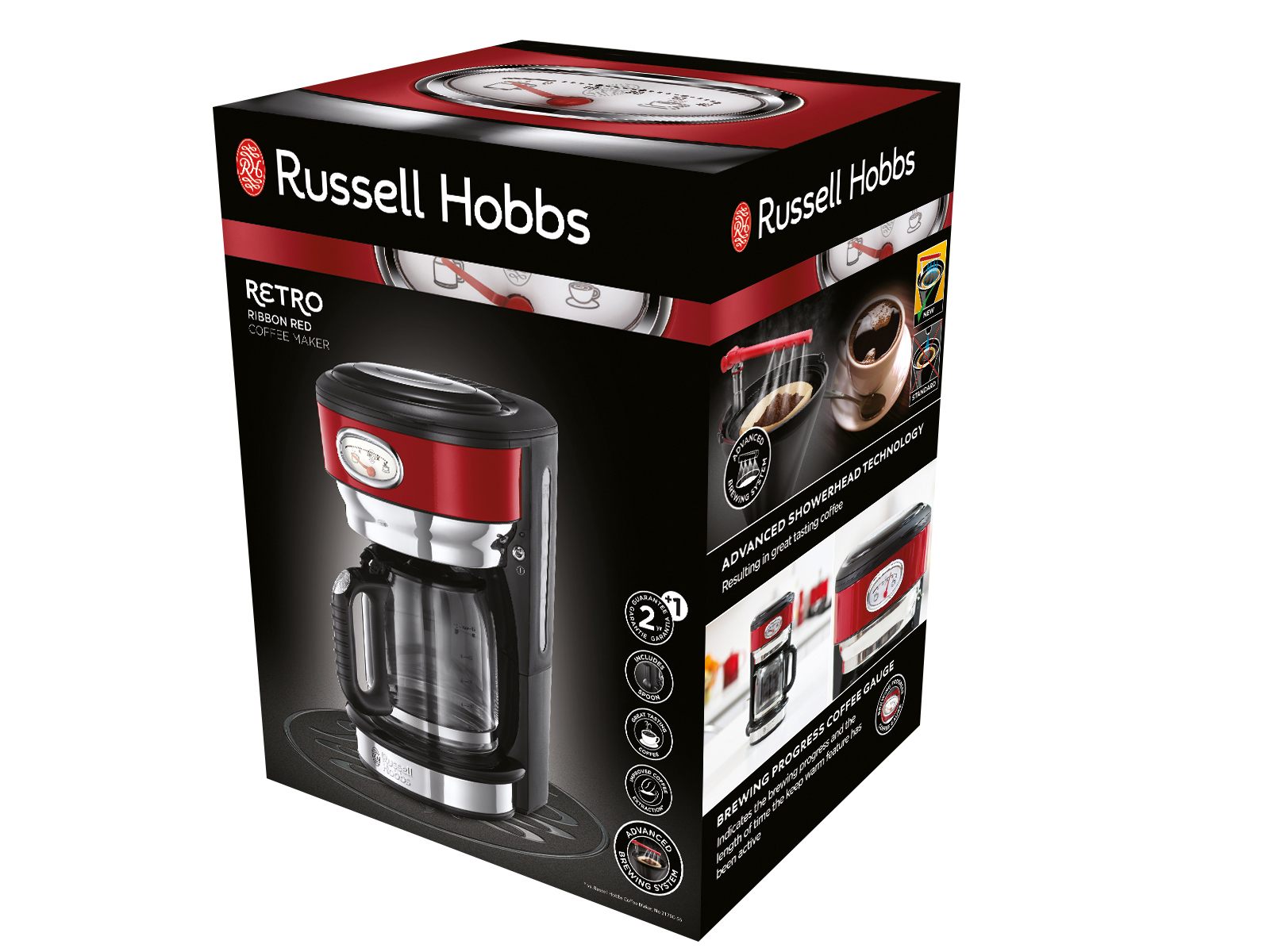 RUSSELL HOBBS 21700-56 Retro Ribbon Red Kaffeemaschine Rot/Edelstahl