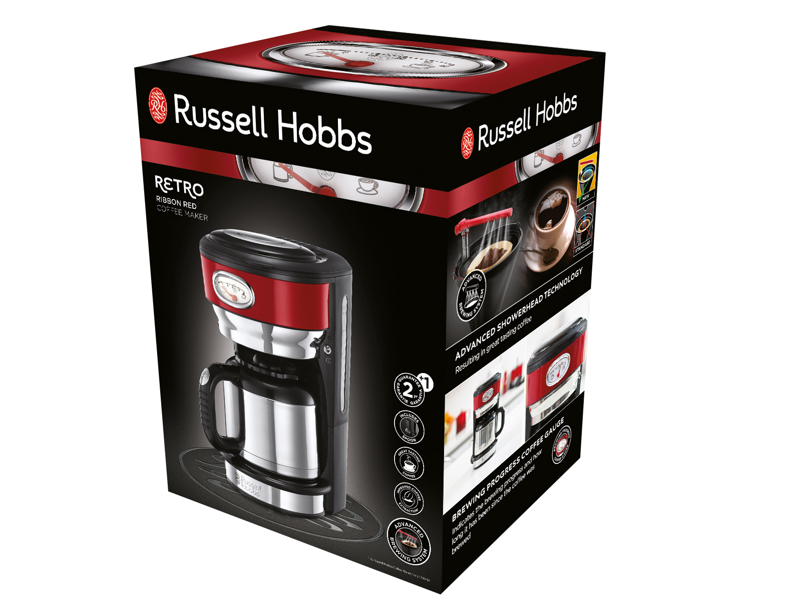 RUSSELL HOBBS 21710-56 Retro Ribbon Red Kaffeemaschine Rot/Edelstahl