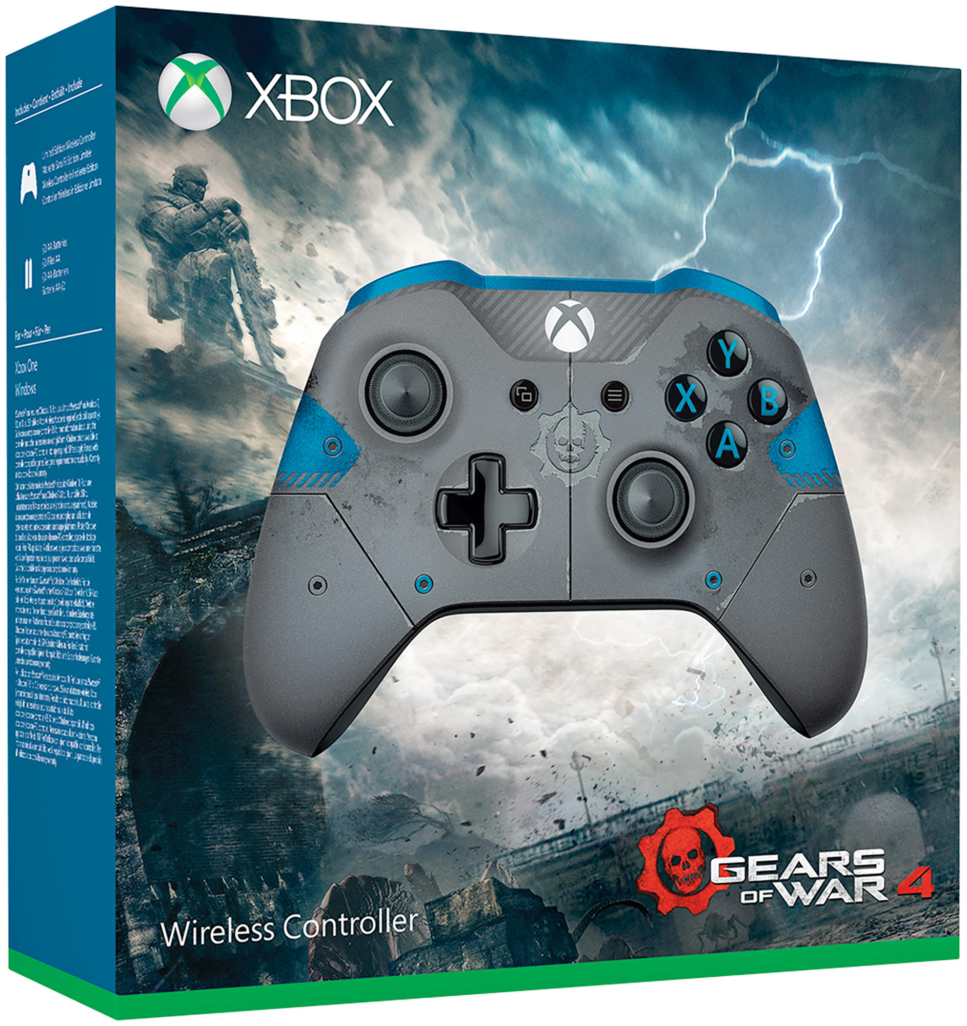 MICROSOFT Xbox Wireless Controller - Gears of War 4 JD Fenix Limited Edition Gamepad Grau/Blau für Xbox One