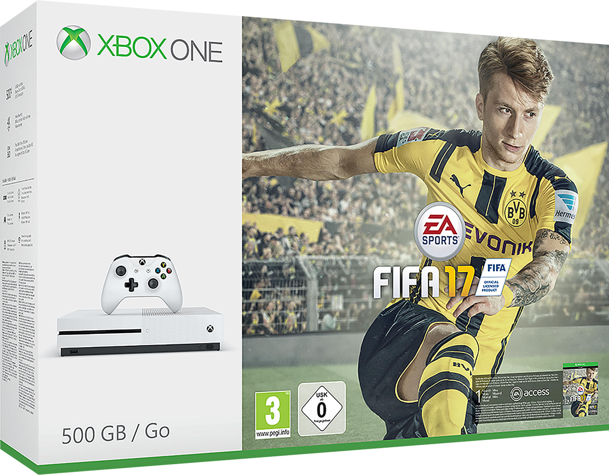 MICROSOFT XBox One S Bundle 500GB weiß inkl FIFA 17 (Download-Code)
