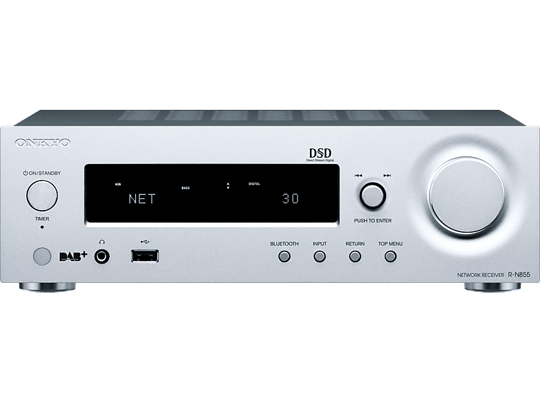 ONKYO R-N855 Stereo Netzwerk-Receiver (2 Kanäle, 70 Watt pro Kanal, Silber)