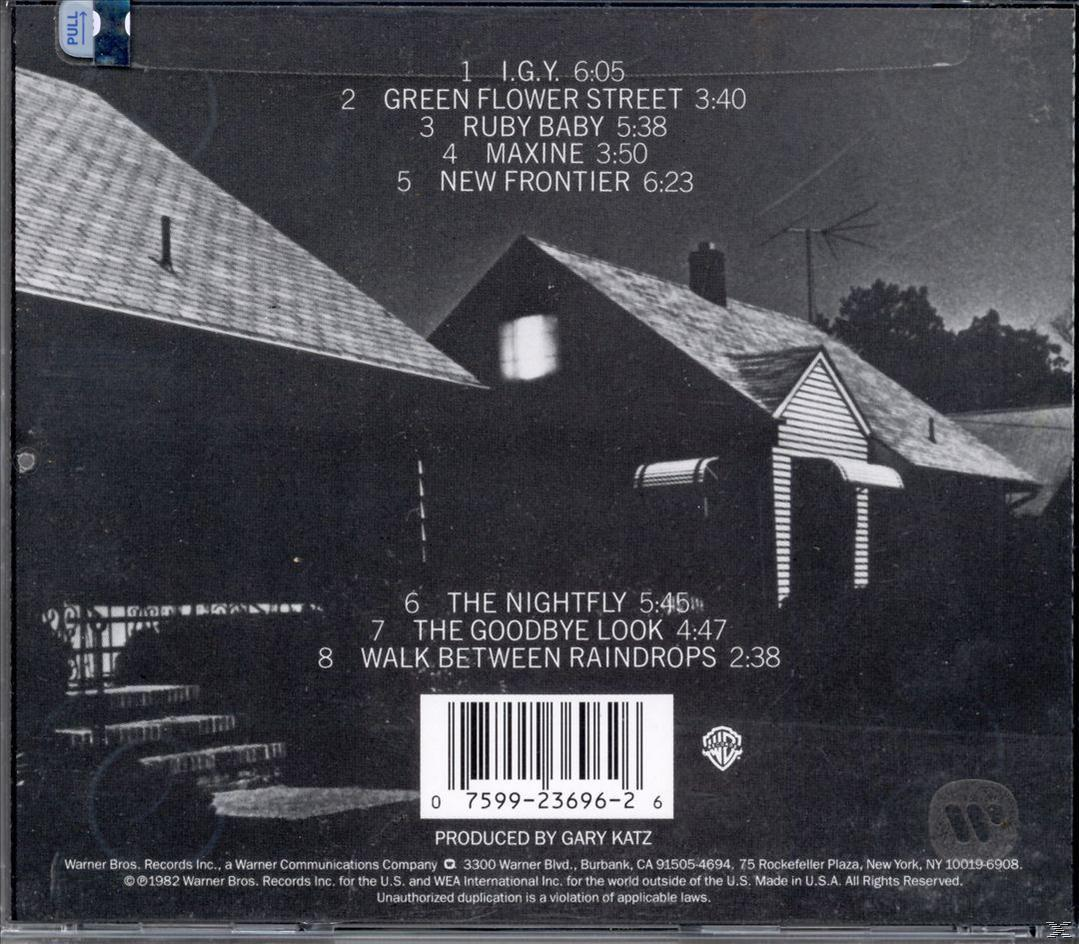 CD-Rückseite. Häuser im Schatten und eine Liste von Songs. Enthält einen Barcode und Produktionsinfo.