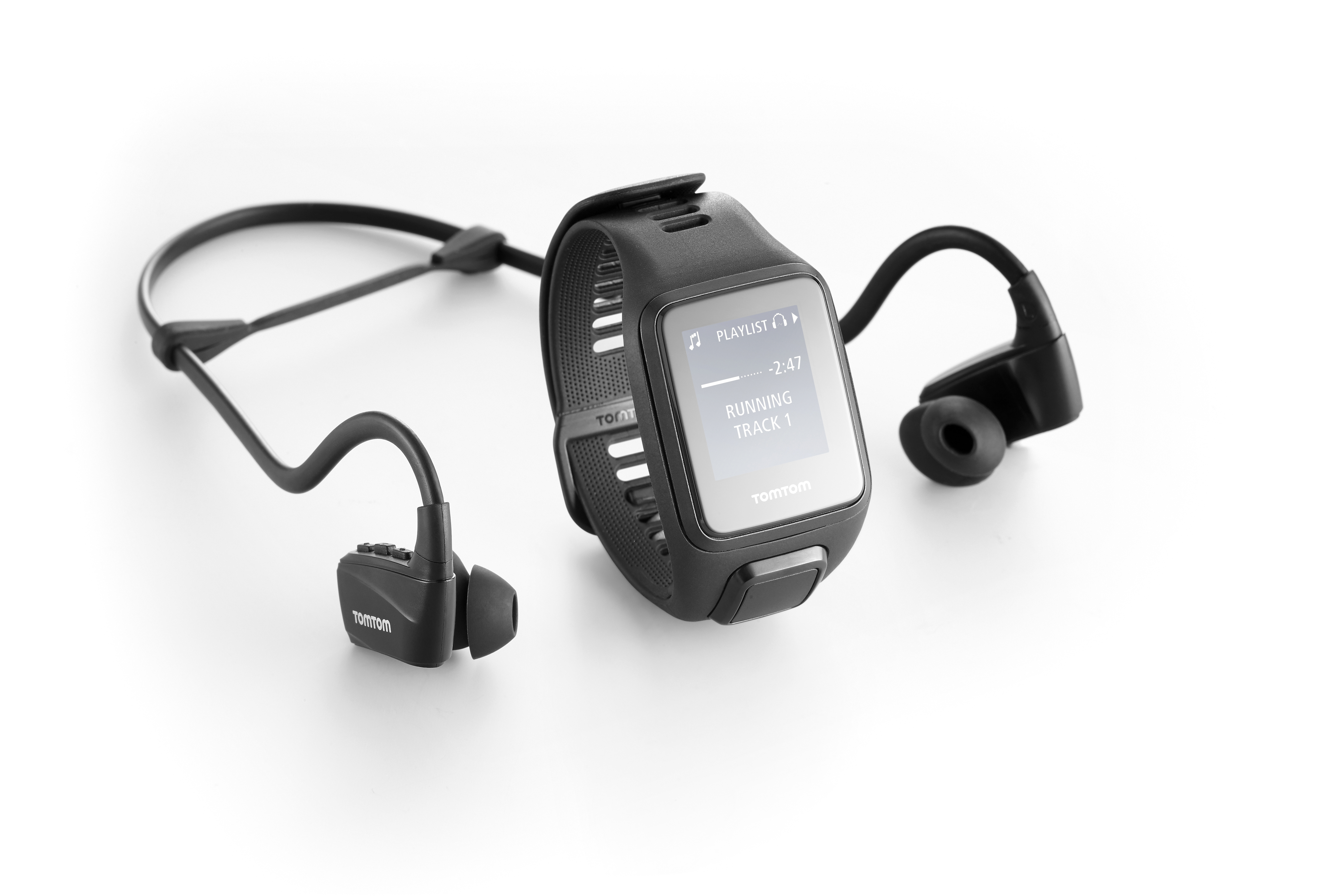 TOMTOM Spark 3 Music + Headphones (Large), Fitness Tracker, L (143-206 mm), Schwarz