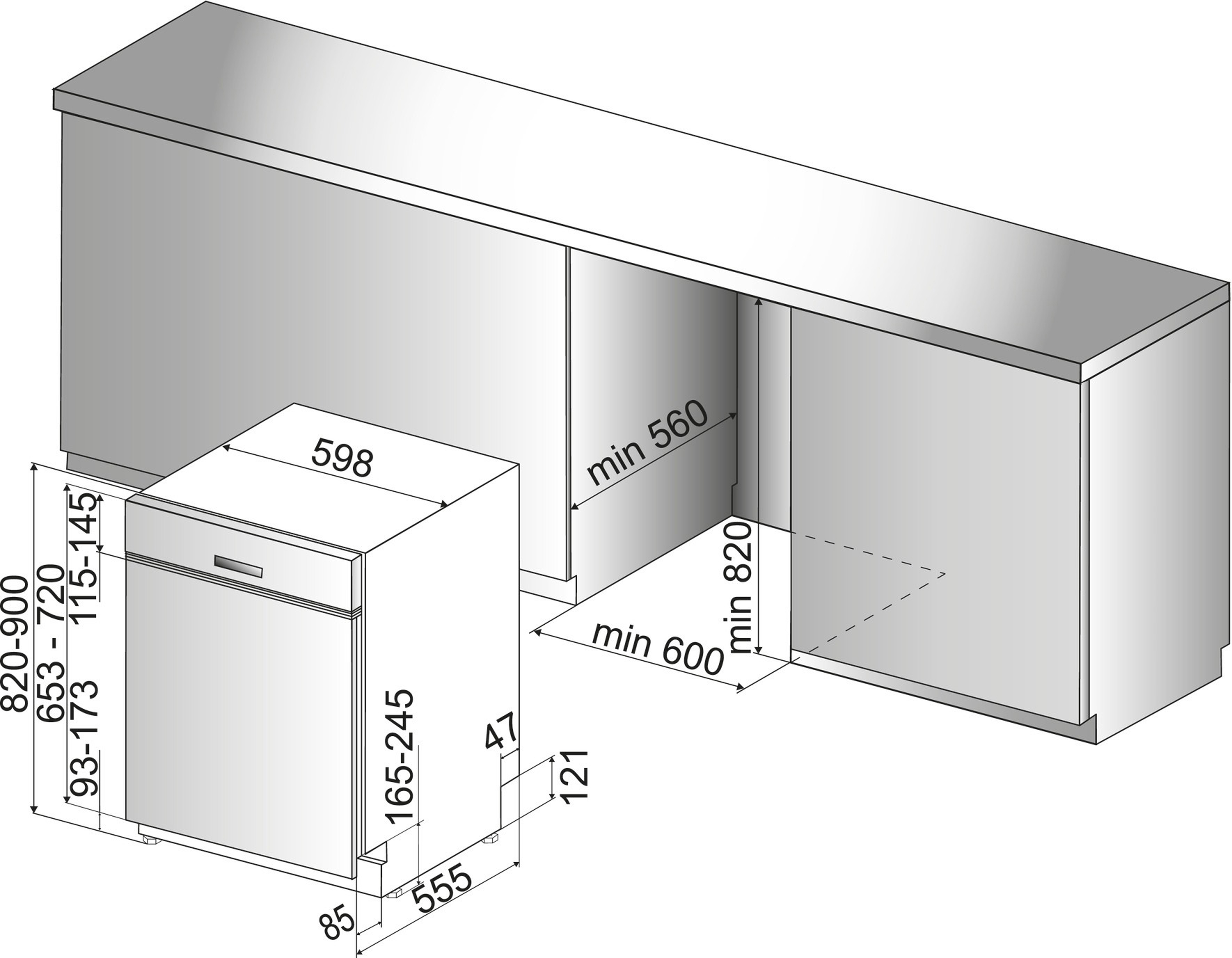 BAUKNECHT BBO 3T333 DLM IA Geschirrspüler (teilintegrierbar, 595 mm breit, 43 dB (A), D)