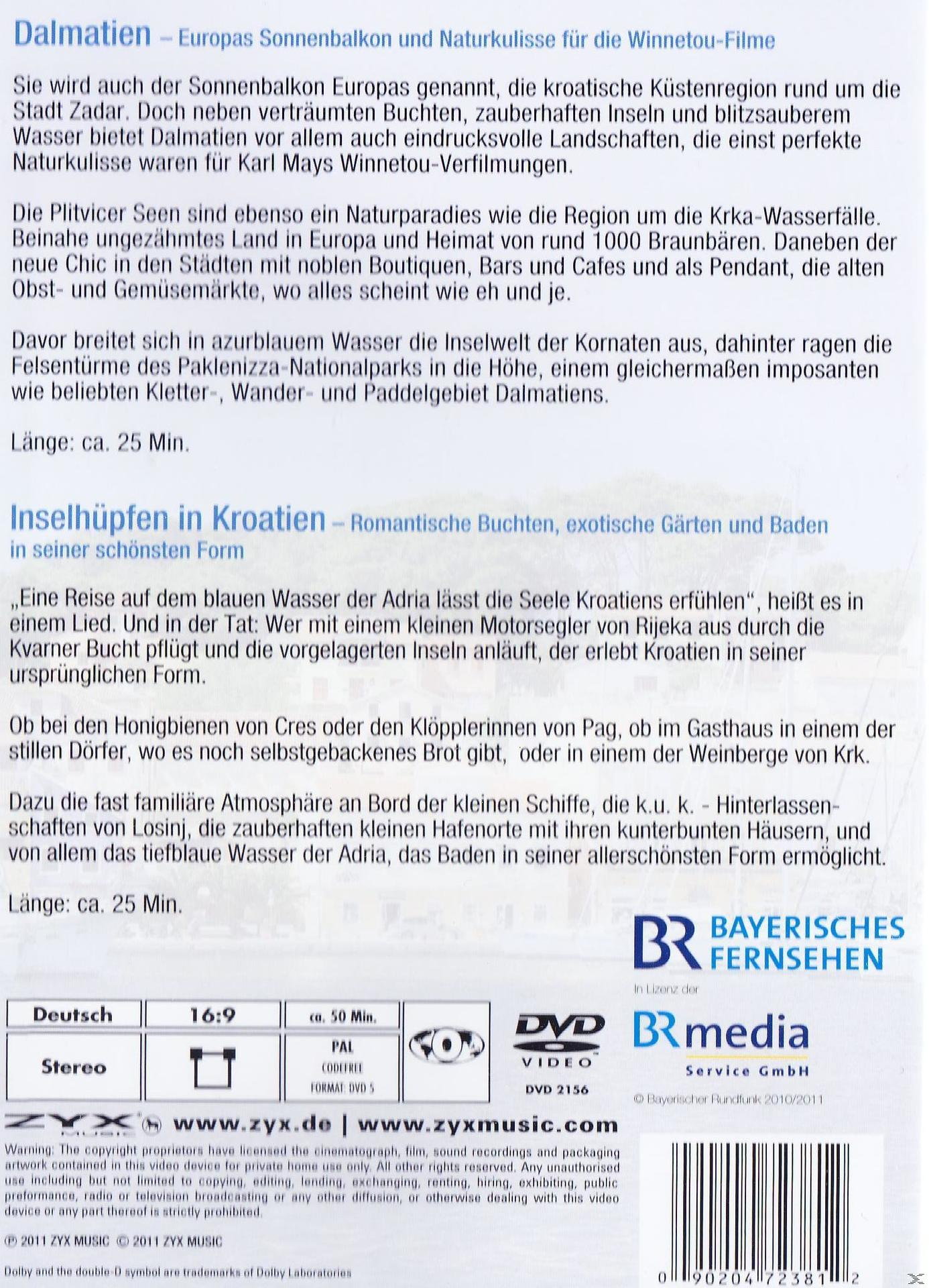 Rückseite der DVD-Hülle. Text auf Deutsch über Dalmatien, Kroatien. Bild von Küste und Wasser.