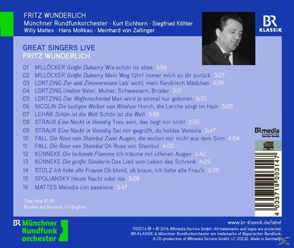 Fritz Wunderlich, Münchner Rundfunkorchester - Great Singers Live: Fritz Wunderlich  - (CD)