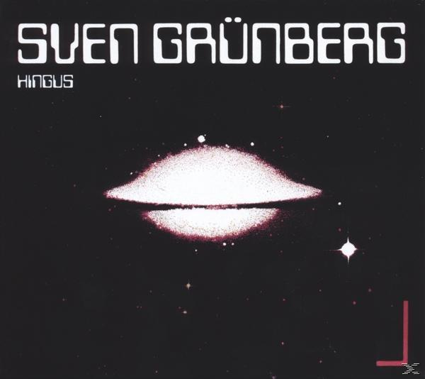 Albumcover: 'Sven Grünberg - Hingus'. Dunkler Hintergrund mit einer weißen, leuchtenden Scheibenform. Weißer Text.