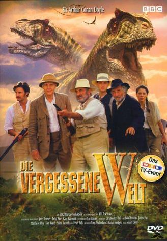 Filmposter mit Schauspielern, Dinosauriern und deutschem Text.