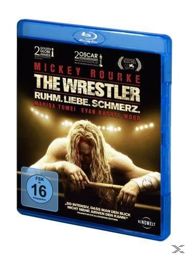 Blu-ray-Cover mit Mickey Rourke, Titel 'The Wrestler'.