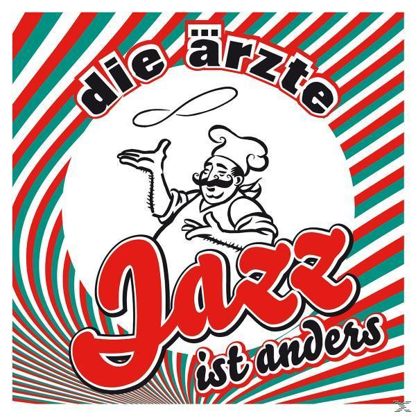 Logo der Band Die Ärzte: Ein Cartoon-Koch mit Schnurrbart, mit den Worten Jazzz ist anders.