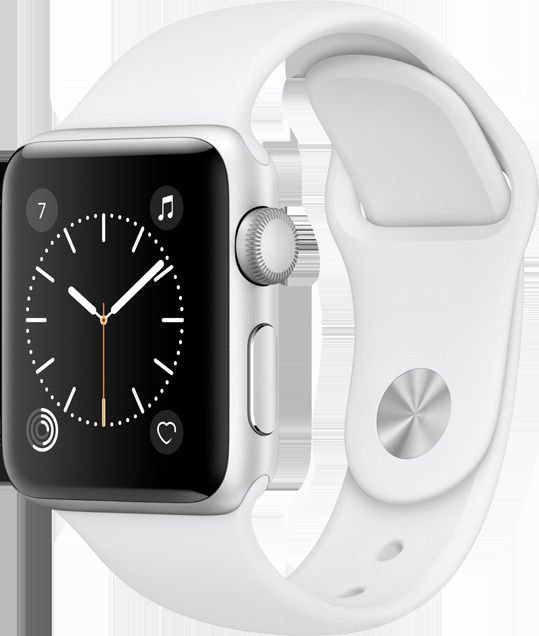 APPLE Watch Series 2 Smart Watch Aluminium Polymer, 38 mm, Silber/Weiß