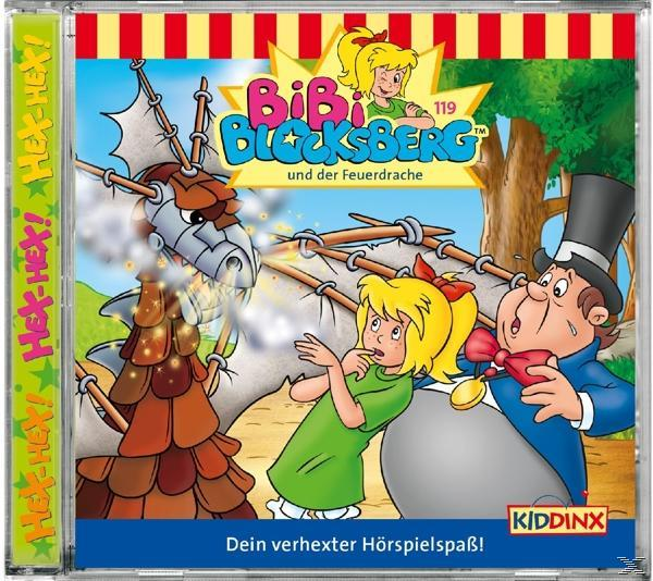 Cartoon-Cover mit einem Drachen und Kindern, Titel 'BiBi Blocksberg'.