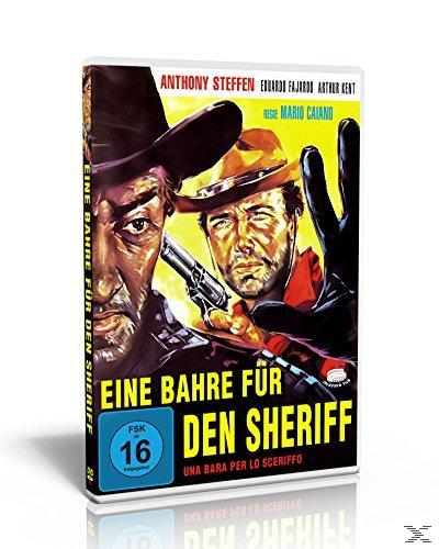 DVD-Cover: Zwei Cowboys, einer mit einer Pistole. Text auf Deutsch: "Eine Bahre für den Sheriff".