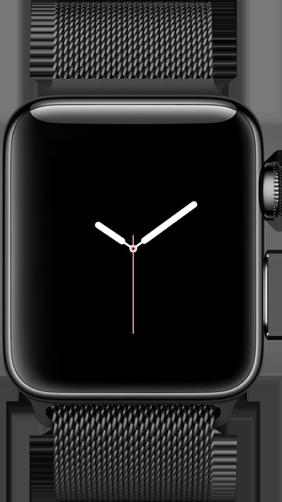 APPLE Watch Series 2 Smart Watch Edelstahl Edelstahl Milanese Armband, 38 mm, Schwarz/Schwarz