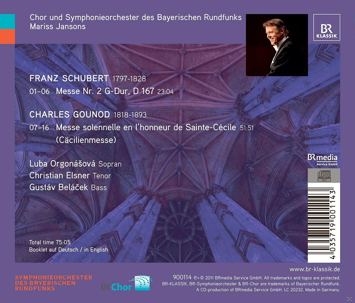 CD-Cover mit Text über Franz Schubert und Charles Gounod, mit einem Bild eines Kircheninnenraums.